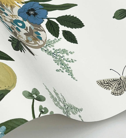 Flower Studies Wallpaper - Blue Multi