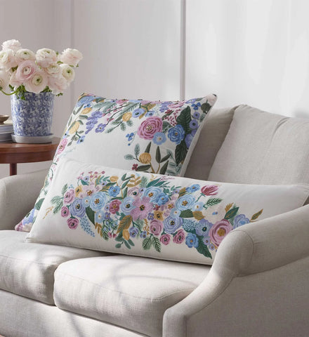 Embroidered Pillow Cover - Garden Party Ivory