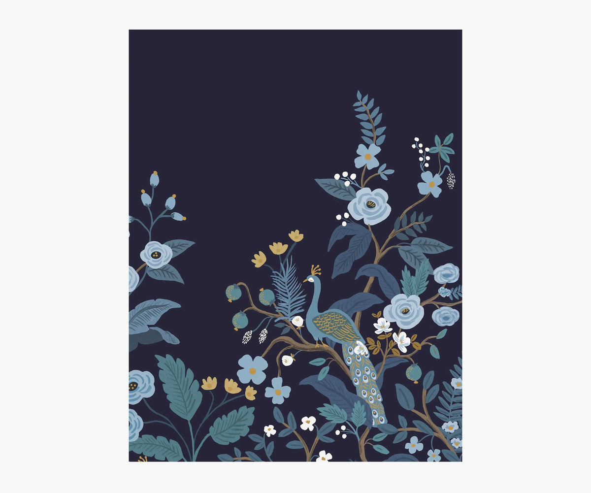 Peacock Wallpaper Mural Sample - Navy