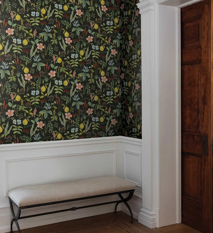 Herb Garden Peel & Stick Wallpaper Sample - Black