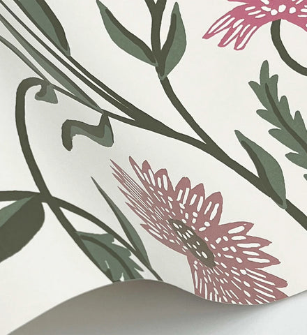 Aster Wallpaper - Linen & Rose