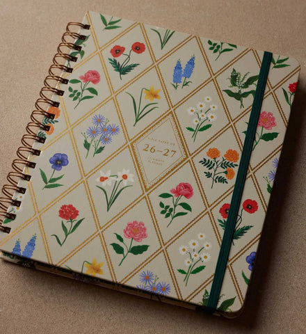 2026-2027 17-Month Academic Hardcover Spiral Planner - Garden Study