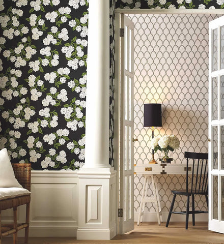 Laurel Wallpaper - Metallic Gold & White