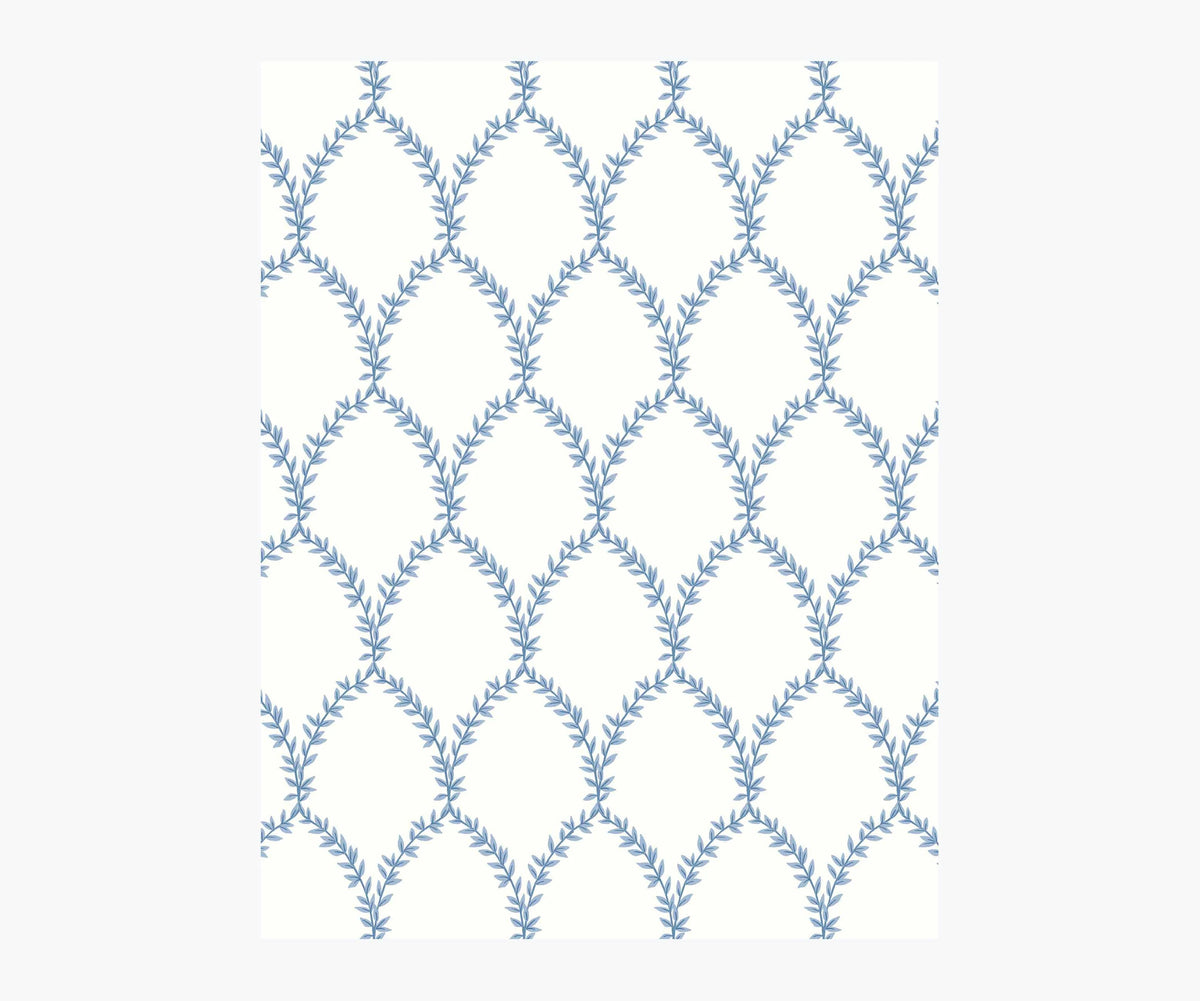 Laurel Wallpaper Sample - Blue & White