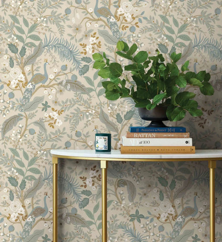 Peacock Garden Peel & Stick Wallpaper - Linen