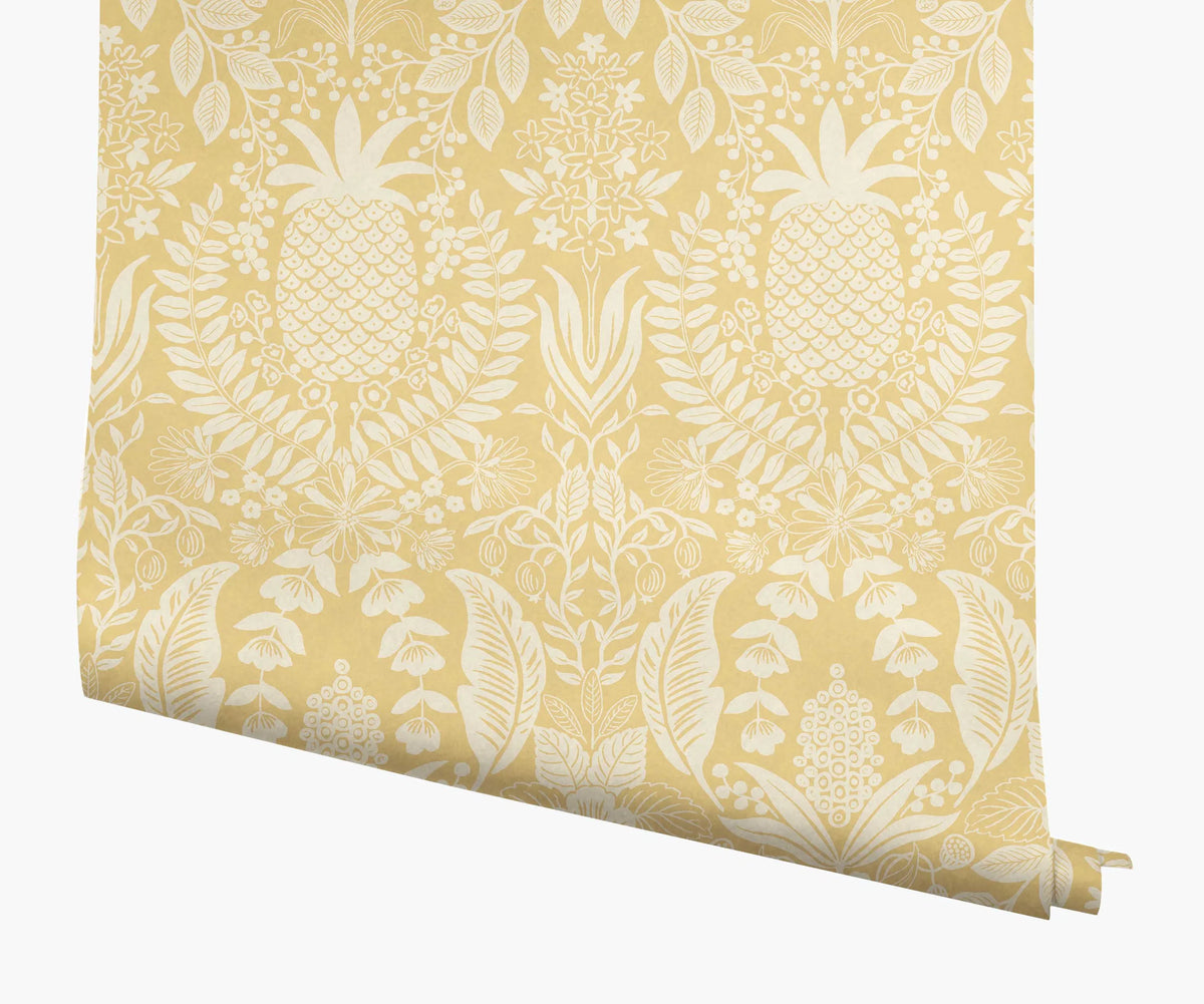 Pineapple Damask Wallpaper - Yellow