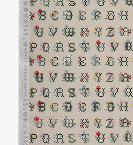 Cross Stitch Letters Canvas Fabric - Linen