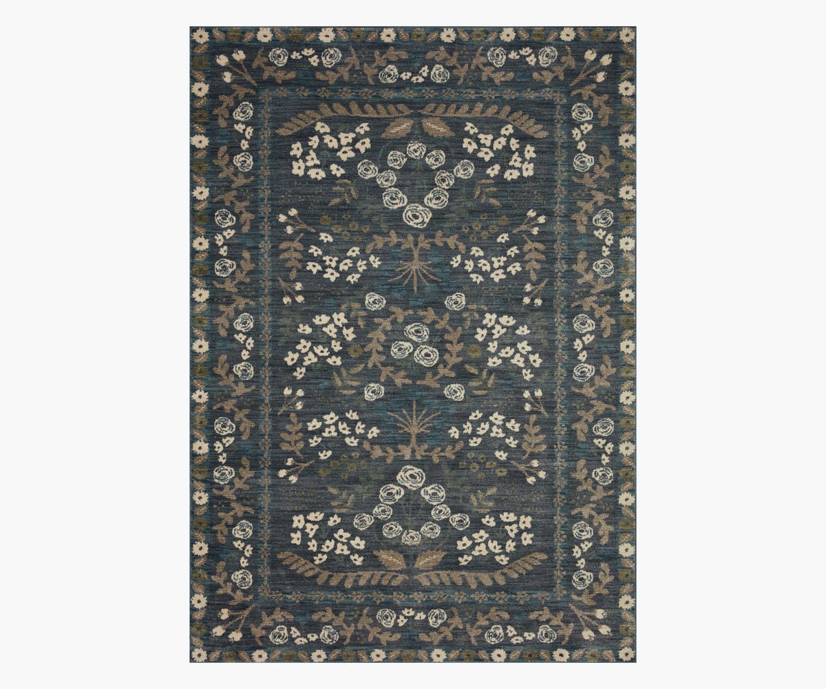 Fiore Florence Power Loomed Rug -  Navy & Grey