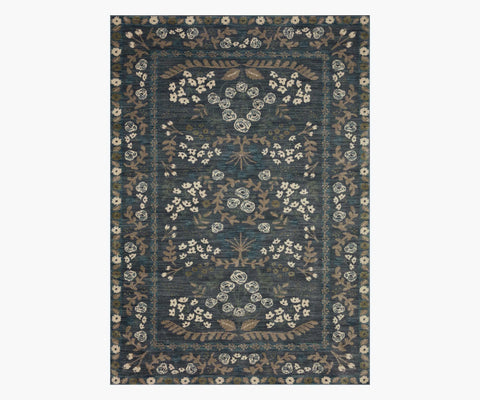 Fiore Florence Power Loomed Rug -  Navy & Grey