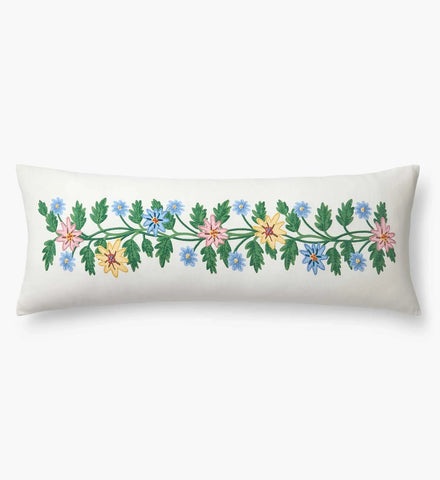Embroidered Lumbar Pillow Cover - Helena