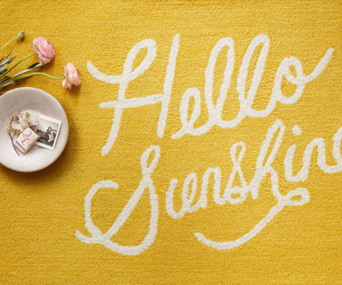 Minnie Hello Sunshine Wool-Hooked Rug - Yellow