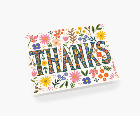 Floral Thanks Thank You Card - Single Card
