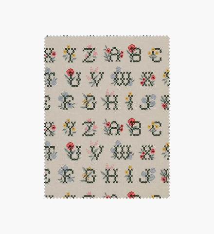 Cross Stitch Letters Canvas Fabric - Linen