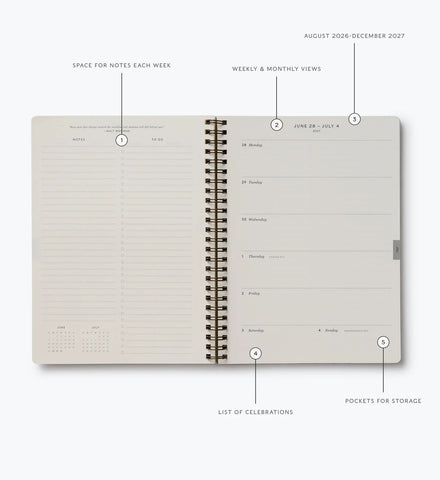 2026-2027 17-Month Academic Softcover Spiral Planner - Mimi