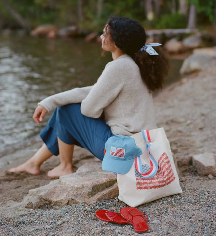 East West Canvas Tote Bag - Americana