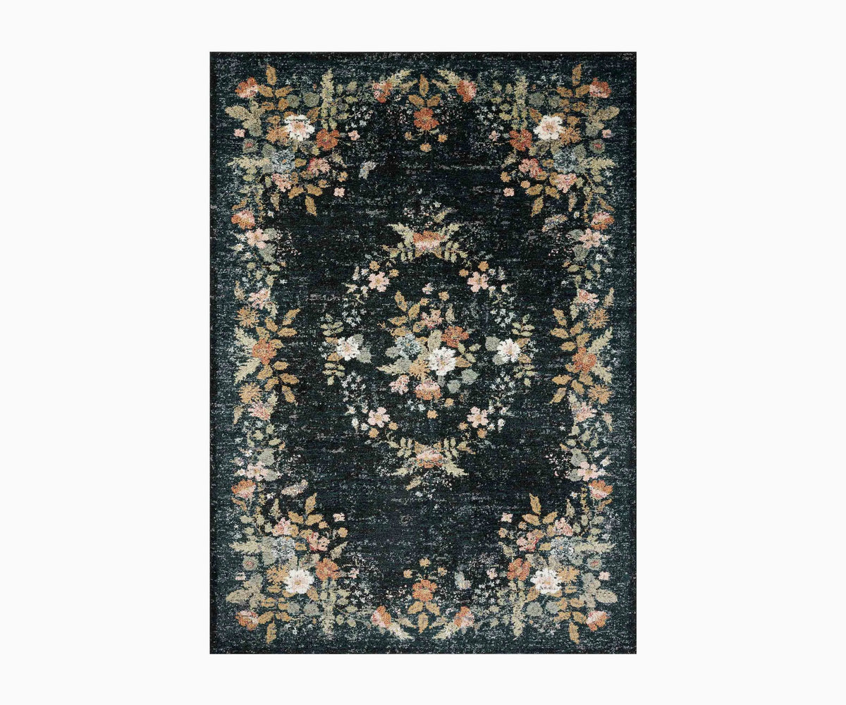 Laurel Strawberry Fields Medallion Power Loomed Rug - Navy