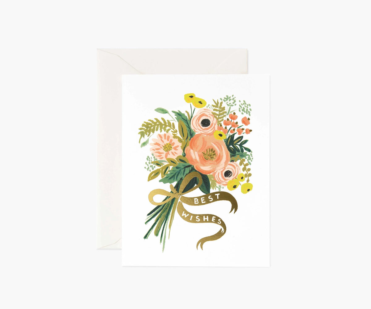 Best Wishes Bouquet Wedding Card - Single Card