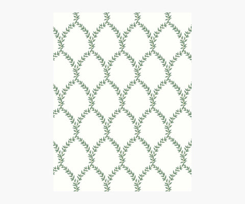 Laurel Wallpaper Sample - Green & White