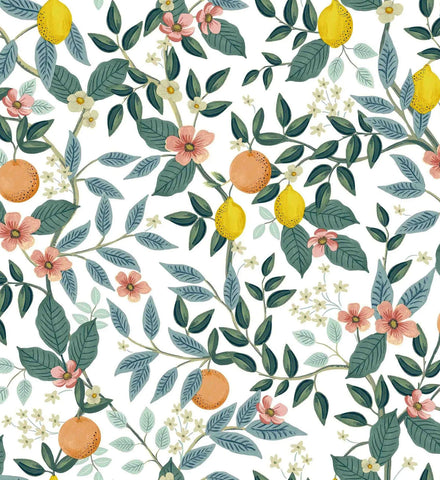 Citrus Grove Peel & Stick Wallpaper - White