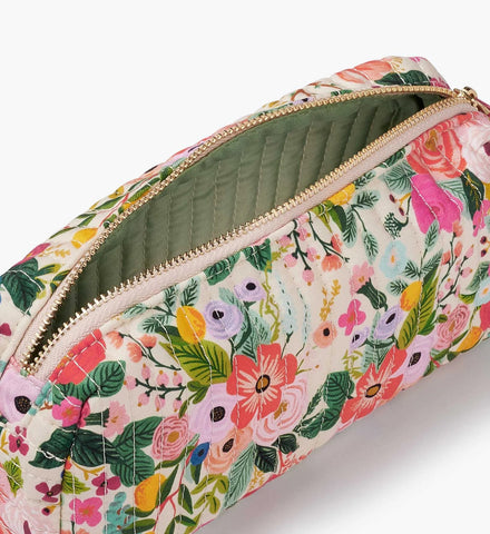 Quilted Small Cosmetic Pouch - Garden Party