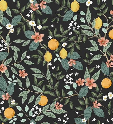 Citrus Grove Peel & Stick Wallpaper - Black