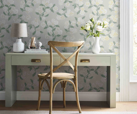 Hydrangea Wallpaper Sample - Linen