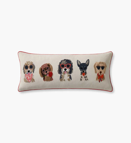 Hot Dogs Embroidered Lumbar Pillow - White
