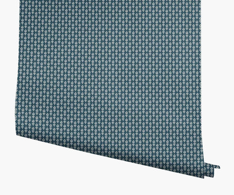 Petal Wallpaper - Teal & White