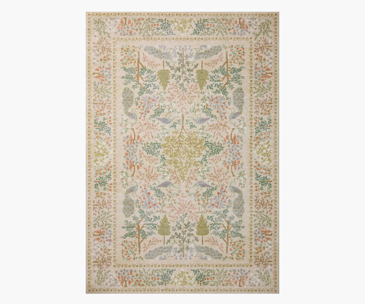 Canopy Peacock Forest Printed Rug - Cream