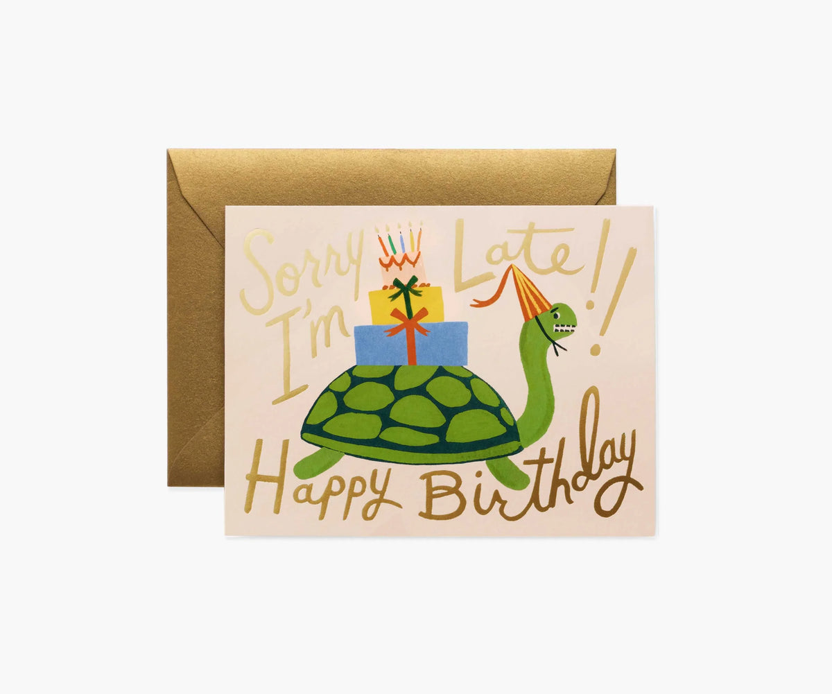 Turtle Belated Birthday Card - Single Card