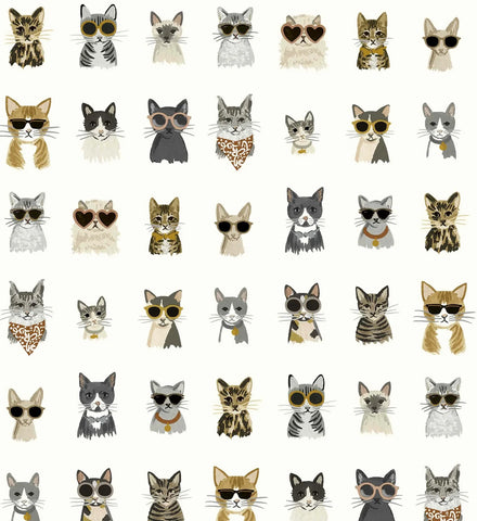 Cool Cats Peel & Stick Wallpaper - Grey & Gold