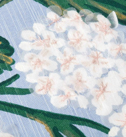 Hydrangea Embellished Pillow - Blue