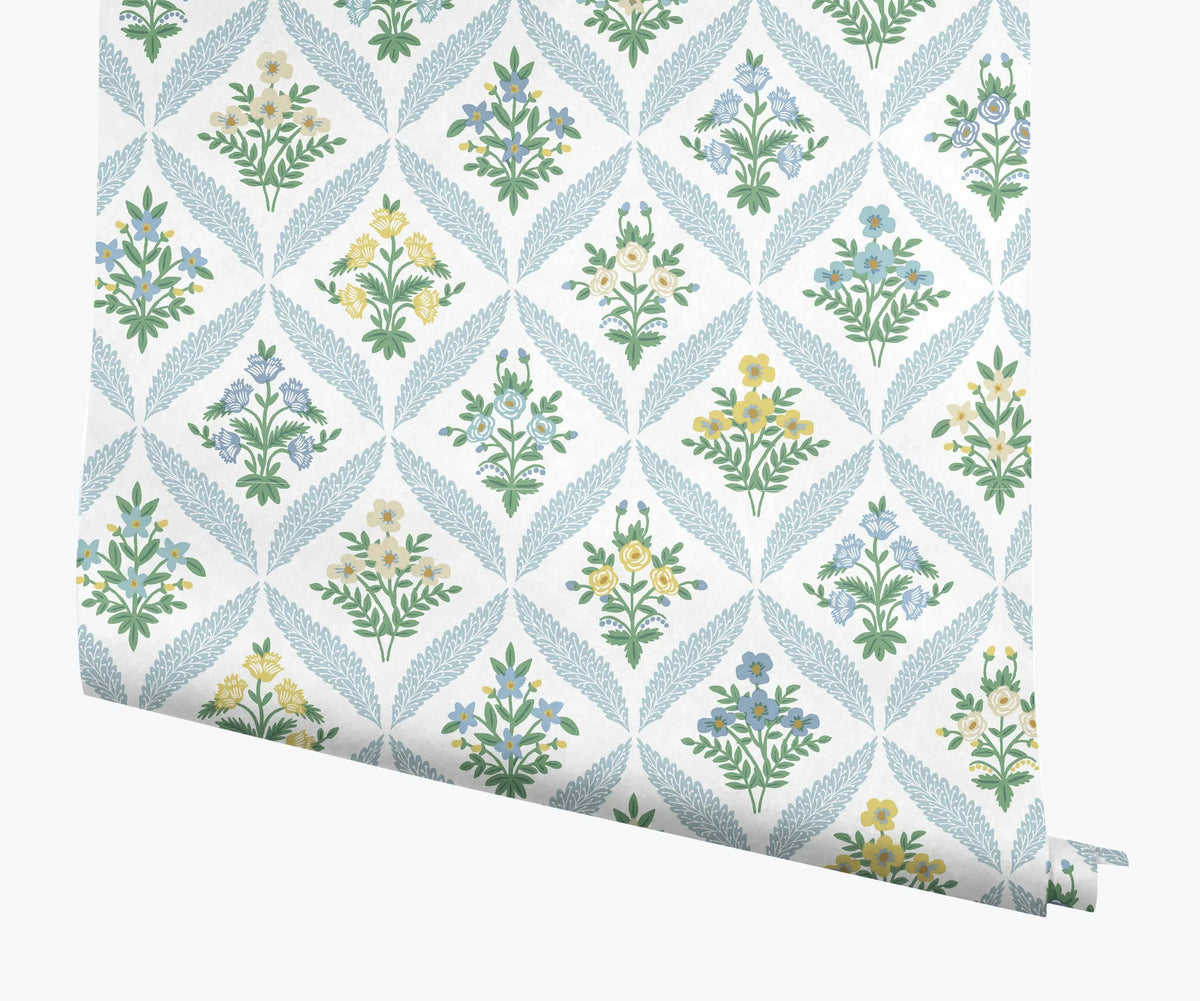 Estee Garden Wallpaper - Blue Multi