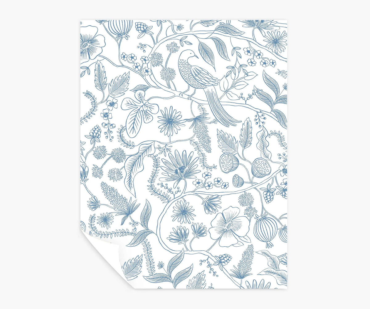 Aviary Peel & Stick Wallpaper Sample - Blue & Cream