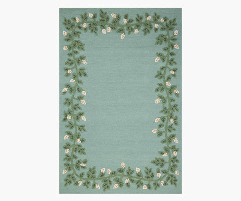 Highgrove Climbing Vines Wool Hooked Rug - Blue