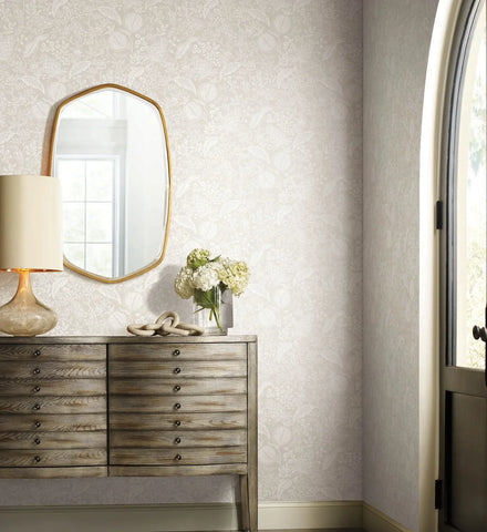 Pomegranate Wallpaper - Beige & White