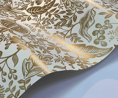 Pomegranate Wallpaper Sample - White & Metallic Gold