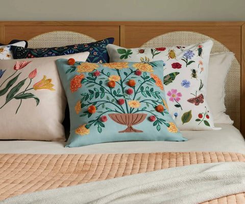 Estee Embroidered Pillow - Navy