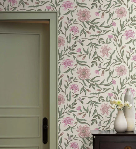 Aster Wallpaper - Linen & Rose
