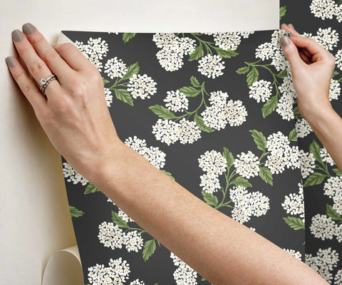 Hydrangea Peel & Stick Wallpaper - Black & White