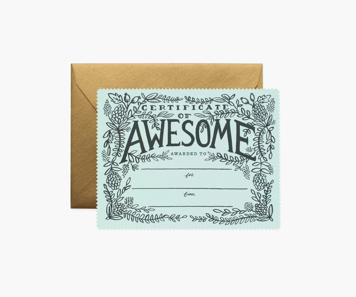Certificate of Awesome Love & Friendship Card - Single Card