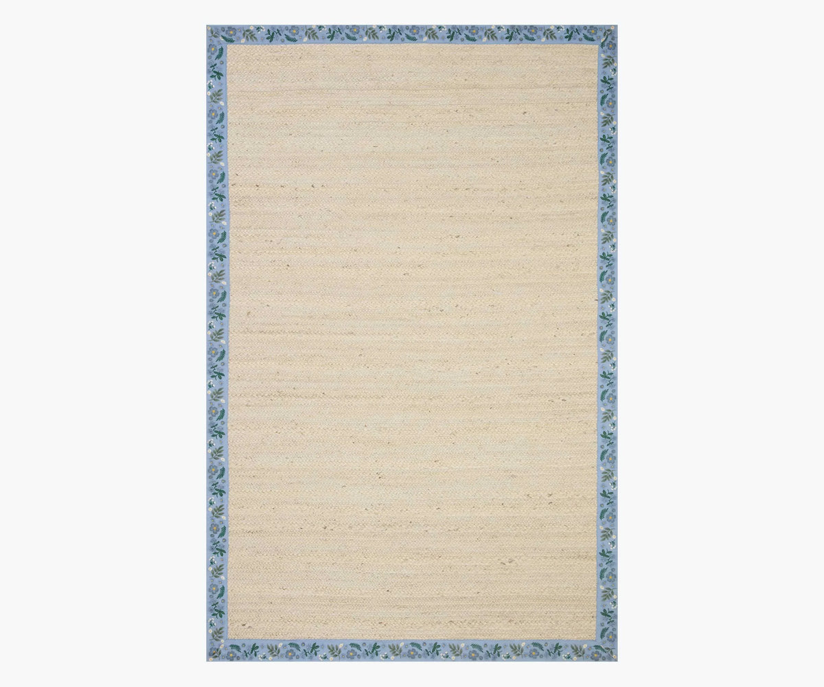 Costa Wildwood Jute Rug - Ivory & French Blue