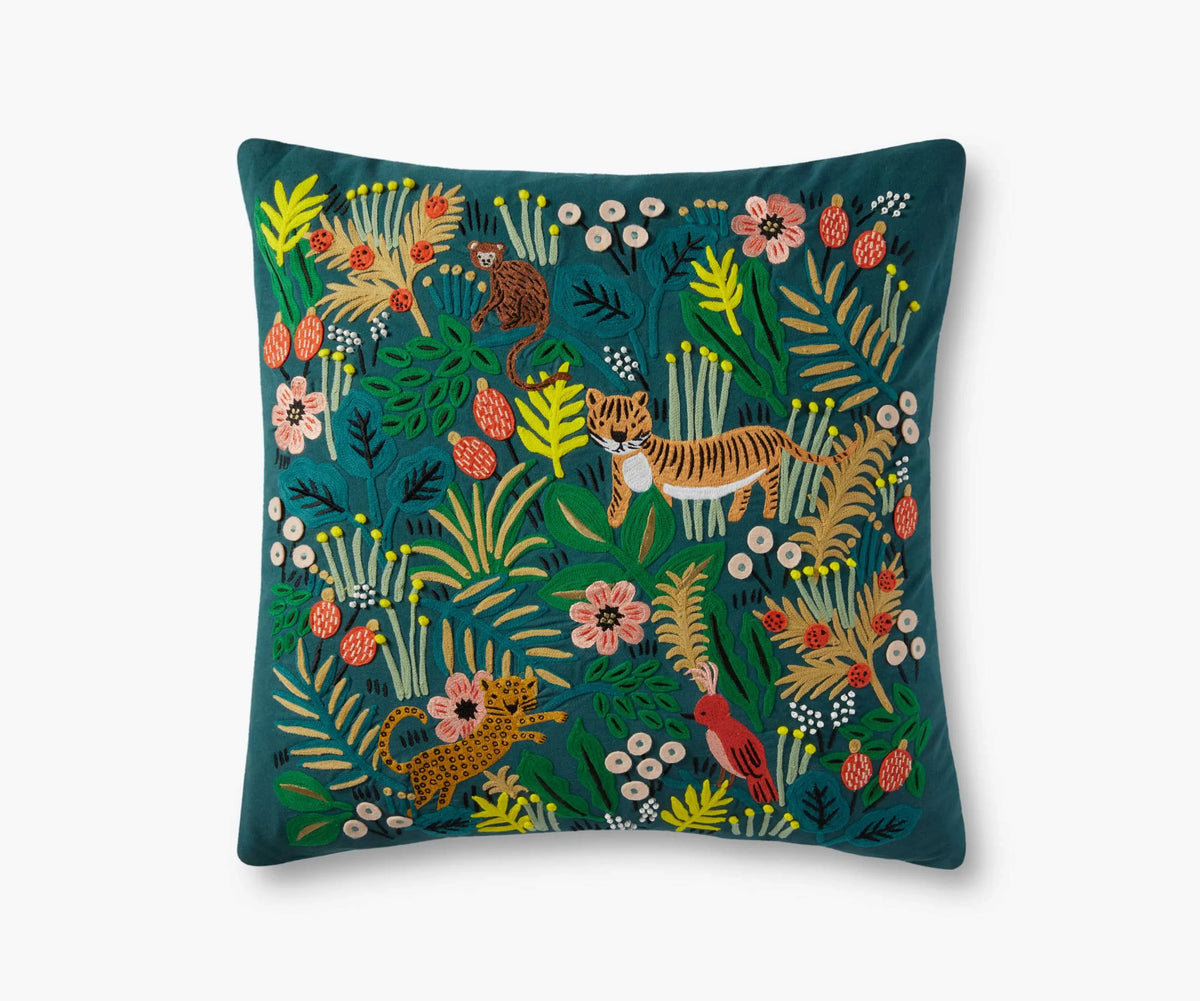 Jungle Embroidered Pillow - Multi