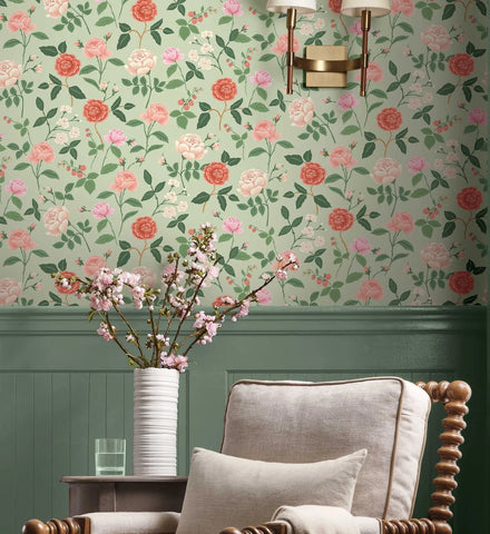 Roses Wallpaper - Mint
