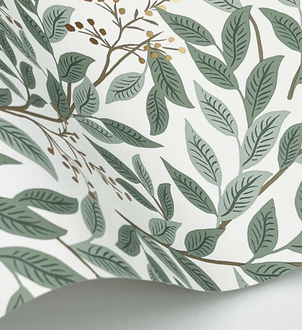 Willowberry Wallpaper - Sage & White