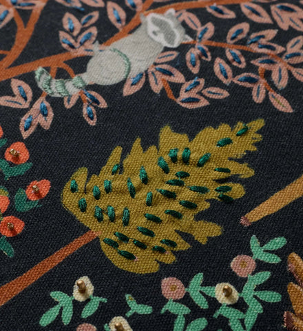 Woodland Forest Embroidered Pillow - Charcoal