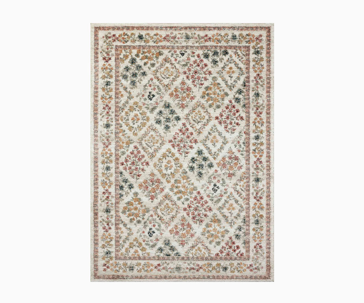 Laurel Parquet Power Loomed Rug - Cream