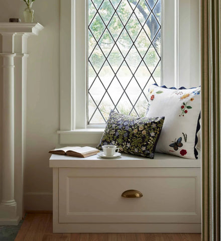 Curio Vignette Embroidered Pillow - White