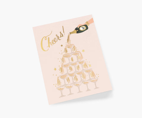 Champagne Tower Cheers Wedding Card - Single Card