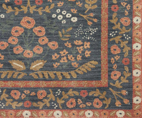 Fiore Florence Power Loomed Rug - Navy & Rust
